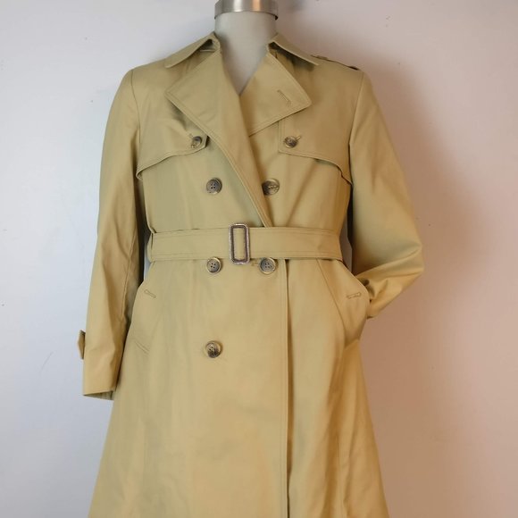 XDouble Breasted belted Long Trench Coat, Made in Poland,Pocket Nova Check Lined - Picture 4 of 15